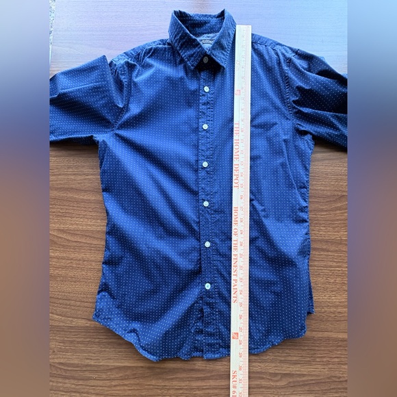 🏷️ Brand New Banana Republic Grant Slim Fit Shirt Custom 078 Navy Polka Dot | S - Picture 6 of 13